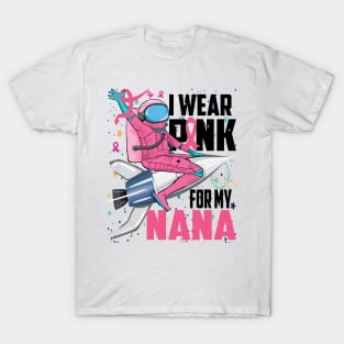 I Wear Pink For My Nana Breast Cancer Awareness Grandma Kids T-Shirt